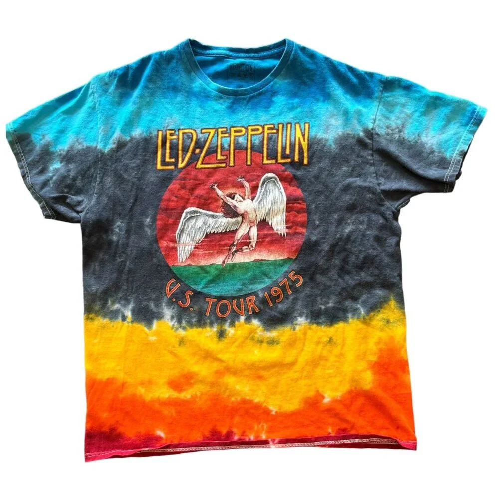 Led Zeppelin Shirt Mens Tee L Tie Dye Colorful Retro Band 1975 Icarus - Picture 1 of 6